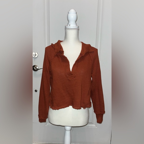 Freepeople Cropped V Neck Collar Top - Picture 1 of 5